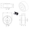 Roue polyamide blanc diamètre 125 x 40 alésage 15 longueur de moyeu 45 mm