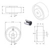 Roue polyamide blanc diamètre 125 x 40 alésage 15 longueur de moyeu 45 mm roulement à rouleaux