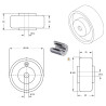 Roue polyamide blanc diamètre 100 x 35 alésage 12 longueur de moyeu 40 mm roulement à billes