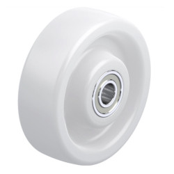 Roue polyamide blanc diamètre 100 x 35 alésage 12 longueur de moyeu 40 mm roulement à billes