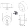 Roue polyuréthane jante aluminium 82 x 30 alésage 12 longueur de moyeu 40 mm  roulement à billes