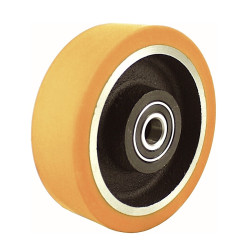 Roue polyuréthane jante fonte 100 x 40 alésage 15 longueur de moyeu 40 mm roulement à billes