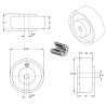 Roue polyuréthane jante fonte 200 x 80 alésage 30 longueur de moyeu 85 mm roulement à billes