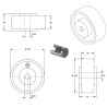 Roue fonte diamètre 100 largeur 40  longueur de moyeu 45 mm alésage 20 moyeu lisse