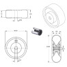 Roue brouette à pneu diamètre 400 x 100 alésage 25 longueur de moyeu 76 mm roulement à rouleaux