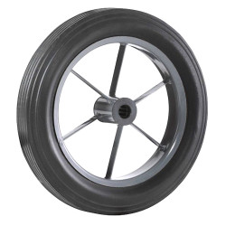 Roue brouette caoutchouc plein diamètre 400 x 80 alésage 25 longueur de moyeu 76 mm roulement à rouleaux