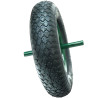Roue brouette à pneu diamètre 400 x 100 avec axe acier 20 x 260 mm