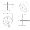 Roue brouette caoutchouc plein diamètre 400 x 80 avec axe acier 20 x 260 mm
