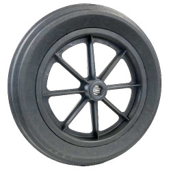 Roue brouette caoutchouc plein 400x80 alésage 20 moyeu 74 mm rouleaux