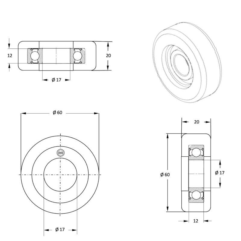 Rollentechnik Roue jockey de portail - Roulette télescopique - Galvanisée - En polyamide - Jusqu