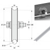 Roue à gorge ronde Vulkollan® Silencieuse 120 x 30  pour rail rond de Ø20 - 210 Kg