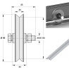 Roue à gorge en V diamètre 100 x 25  pour rail en V  - 400 Kg