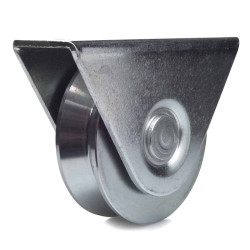 Monture extérieur, roue à gorge en V Ø 100 x 25 pour rail en V - 400 Kg