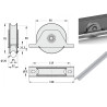 Plan Monture à encastrer, roue à gorge rond Ø 80 x 25 pour rail Ø 20 mm - 200 Kg