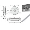 Plan Monture à encastrer, roue à gorge rond Ø 120 x 25 pour rail Ø 20 mm - 500 Kg