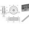 Monture à encastrer, roue à gorge en V Ø 80 x 25 pour rail en V - 200 Kg