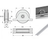 Monture à encastrer, roue à gorge en V Ø 120 x 25 pour rail en V - 500 Kg