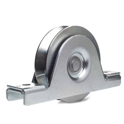 Monture à encastrer, roue à gorge en V Ø 100 x 25 pour rail en V - 400 Kg