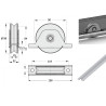 Monture à encastrer, roue à gorge en V Ø 100 x 25 pour rail en V - 400 Kg