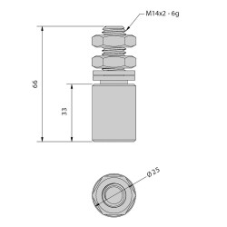 Plan Olive pour Guide haut Ø 25 x 35 hauteur 66 vis de 14 mm