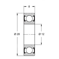 6001-2RS - Roulement à billes 12 x 28 x 8 mm