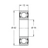 6002-2RS - Roulement à billes 15 x 42 x 13 mm