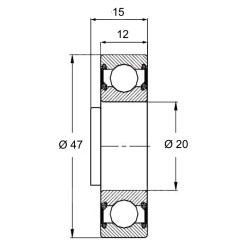 6204-ZV - Roulement à billes 20 x 47 x 12/15 mm