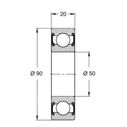 6210-2RS - Roulement à billes 50 x 90 x 20 mm