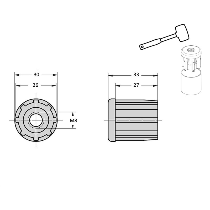 Lot De 4 Embouts Ronds 5 Mm Pour Tube Ou Tige Métal Acier - Neufs