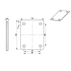 Plan Plaque à souder 140x110 Entre-axe 105x80 épaisseur 3,5 mm