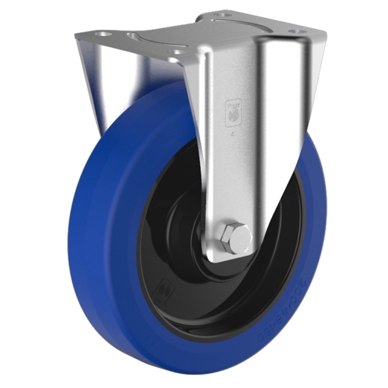 Roulette fixe caoutchouc EASYROLL® BLEU diamètre 80 mm roulement à rouleaux - 150 Kg Roulette fixe caoutchouc EASYROLL® BLEU diamètre 80 mm roulement à rouleaux - 150 Kg