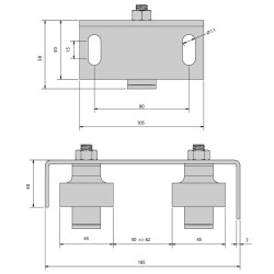 Plan Guide haut réglable, 2 olives Zytel Ø 45 mm pour portail de 30 à 62 mm