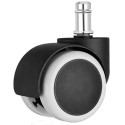Roulette JUMELÉE pour FAUTEUIL Ø 50 mm PU SOUPLE BLANC avec COLLERETTE à tige lisse 11x22