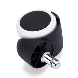 Roulette fauteuil diamètre 50 polyuréthane élastique Blanc avec collerette et tige lisse 11x22