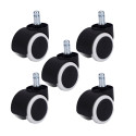 Lot de 5 Roulettes pivotantes JUMELÉE pour FAUTEUIL CAOUTCHOUC GRIS diamètre 50 mm à tige lisse 11x22 mm