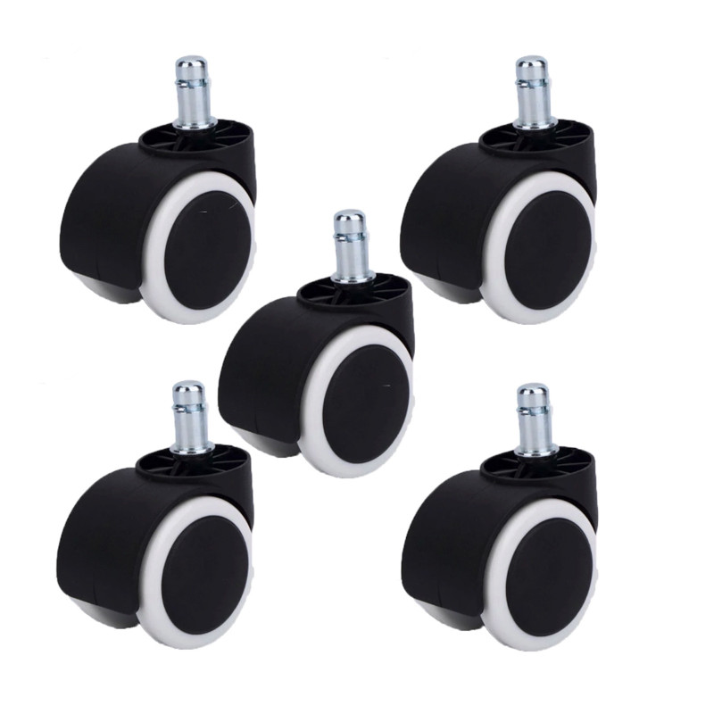 Lot de 5 Roulette JUMELÉE de FAUTEUIL Ø 50 mm PU SOUPLE GRIS avec COLLERETTE à tige lisse 11x22 Lot de 5 Roulette JUMELÉE de FAUTEUIL Ø 50 mm PU SOUPLE GRIS avec COLLERETTE à tige lisse 11x22