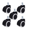 Lot de 5 Roulette JUMELÉE de FAUTEUIL Ø 50 mm PU SOUPLE GRIS avec COLLERETTE à tige lisse 11x22