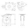 Roulette INOX pivotante diamètre 100 mm roue polyamide blanc - 200 Kg