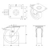 Roulette pivotante à frein diamètre 80 mm roue polyamide blanc - 150 Kg