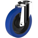 Roulette à oeil pivotante diamètre 80 mm roue caoutchouc élastique EASYROLL® BLEU  - 100 Kg