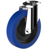 Roulette à oeil pivotante diamètre 80 mm roue caoutchouc élastique EASYROLL® BLEU  - 100 Kg