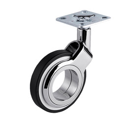 Roulette DESIGN pivotante Ø 60 mm ZAMAK CHROMÉ - NON MANQUANT à platine