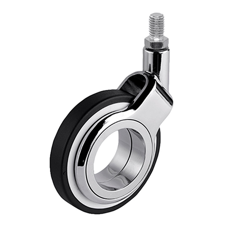 Roulette DESIGN "O" pivotante Ø 75 mm ZAMAK CHROMÉ - NON MANQUANT à tige filetée M10x15