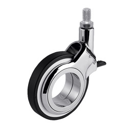 Roulette DESIGN pivotante à frein Ø 60 mm ZAMAK CHROMÉ - NON MANQUANT à tige filetée M10x15