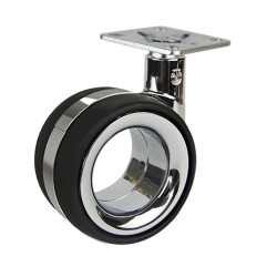 Roulette DESIGN "K" pivotante Ø 75 mm ZAMAK CHROMÉ - NON MANQUANT à platine