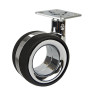 Roulette DESIGN "K" pivotante Ø 75 mm ZAMAK CHROMÉ - NON MANQUANT à platine