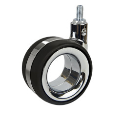 Roulette DESIGN "K" pivotante Ø 75 mm ZAMAK CHROMÉ - NON MANQUANT à tige filetée M10x15