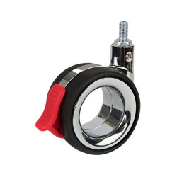 Roulette DESIGN "K" pivotante à frein Ø 75 mm ZAMAK CHROMÉ - NON MANQUANT à tige filetée M10x15
