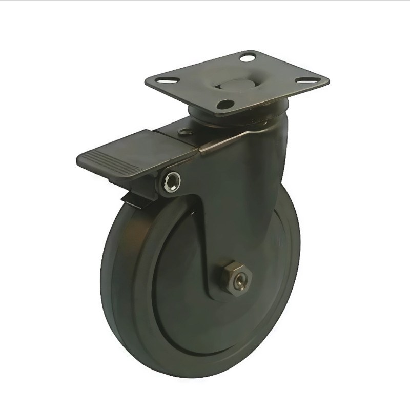 Roulette DESIGN pivotante à frein Ø 50 mm EPOXY NOIR- NON MANQUANT à platine 42x42