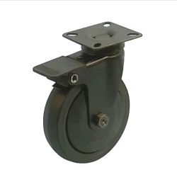 Roulette DESIGN pivotante à frein Ø 75 mm EPOXY NOIR- NON MANQUANT à platine 42x42